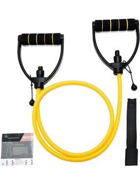 ✨Single Resistance Band Tube with D Handles Door Anchor Yellow Workout Set